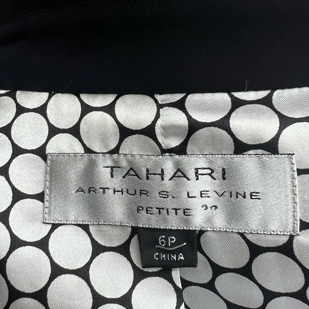 Tahari Arthur S Levine 6P Black Jacket Blazer Gold Excellent Condition